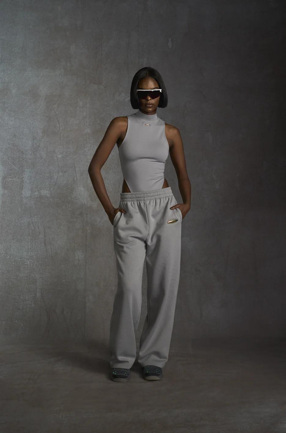 KINETIC SLEEVELESS BODYSUIT - Grey Nebula